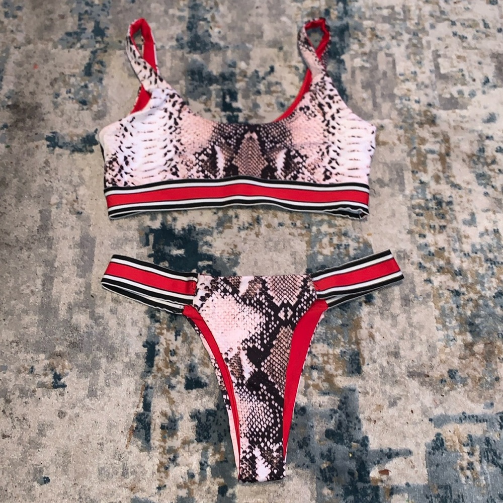 Cheeky snake print swimsuit S